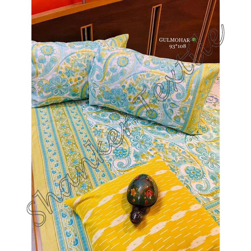 Modern 3pcs Romantic Floral Bed Sheet and Pillow Cover Set New Design Cotton Filling for Home or Hotel Use