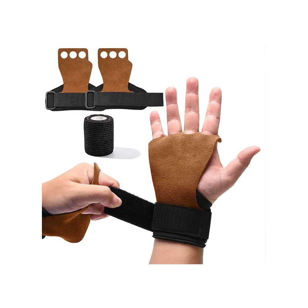 Weight Lifting Gym Gloves Gymnastic Hand Grip Wrist Support Bodybuilding Grip Leather Grip For Men Women Weightlifting Grips