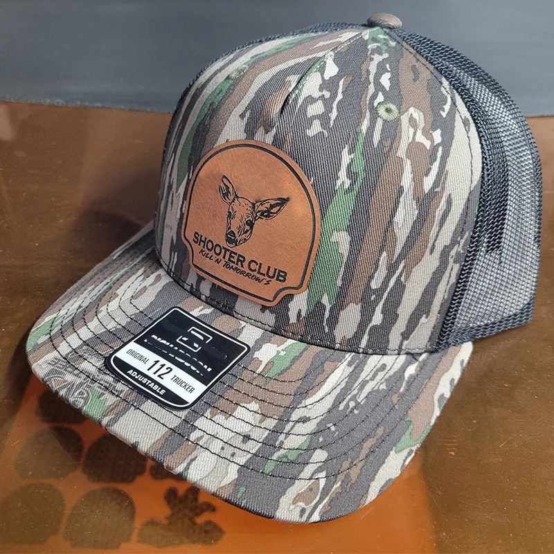 Custom Embroidered Logo Leather Patch Vintage 6 Panel Digital Printing Camo Baseball Snapback Richardson 112 Trucker Hats Cap