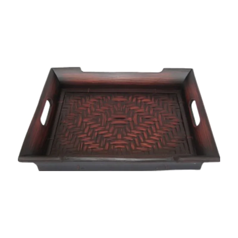 Custom Size Eco-Friendly Bamboo Serving Tray Modern Style Rectangular Food Tray for Home Kitchen Use Natural Serving Tool