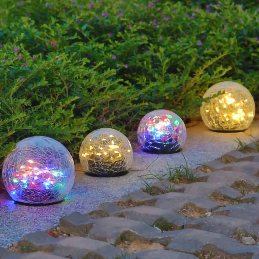 Factory wholesale Solar Cracked Glass Ball Buried led Patio Landscape Christmas Angel String Lights Decorative Lighting