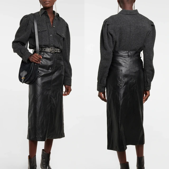 Plain Black Women Leather Skirt Custom Logo Custom Color Custom Sizes 100% Breathable Teen Girls Skirts