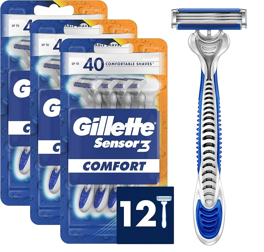 Gillette Sensor3 удобные мужские одноразовые бритвы 12 бритв