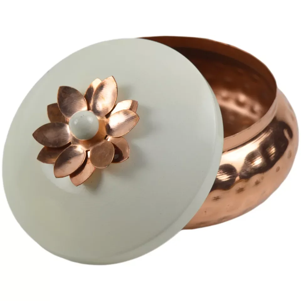 Sugar Pot Bed Room Bottles simple Design Luxurious Healthy Drinkware Copper hammered sugar Bottle at Best wholesale elegant