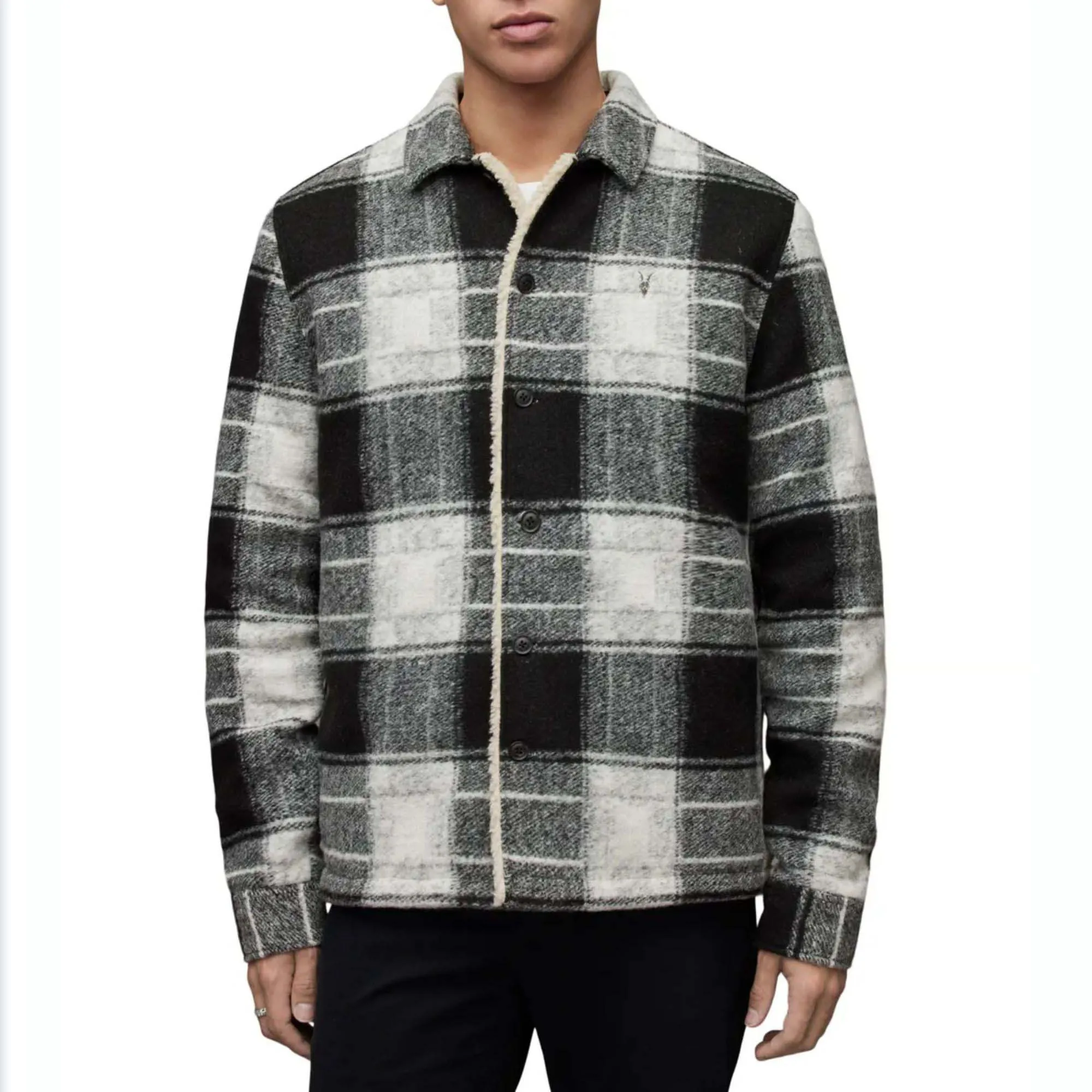 Custom Checked Flannel Long Sleeve Jacket Orange Buttons Blanket Overshirt Flannel Shirt Jacket Men Tapestry Jacket