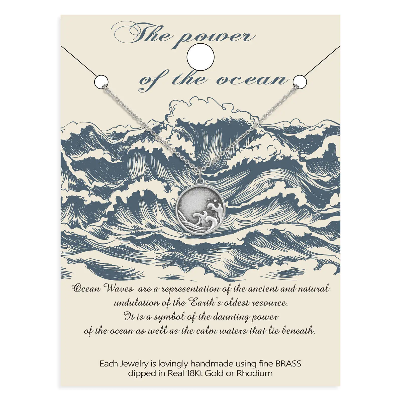 Antique Silver Sea Ocean Wave Necklace Travel Hawaiian Hawaii Surfer Circle Pendant Choker Beach Surfer Necklace For Women