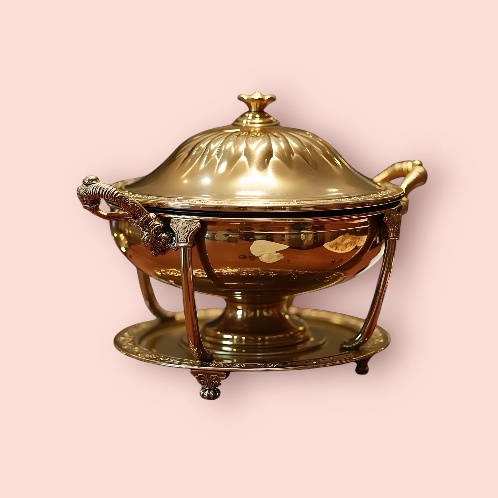 Высококачественная Роскошная латунная тарелка для жарки и из нержавеющей стали буфета подогреватель сервировочные блюда с крышкой Подставка свадьбы