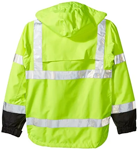 Safety Jacket  High Visibility Jacket With Attached Hood, Small, Fluorescent Yellow-Green/Black