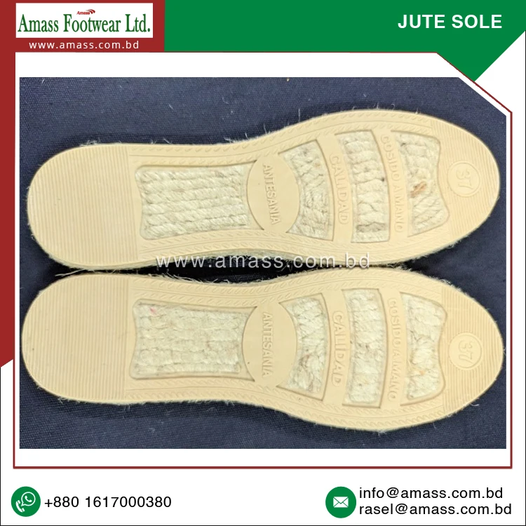 Leading Bangladesh Origin Supplier of 100% Handmade Jute & Rubber Material Customized Espadrilles Sole at Low Price
