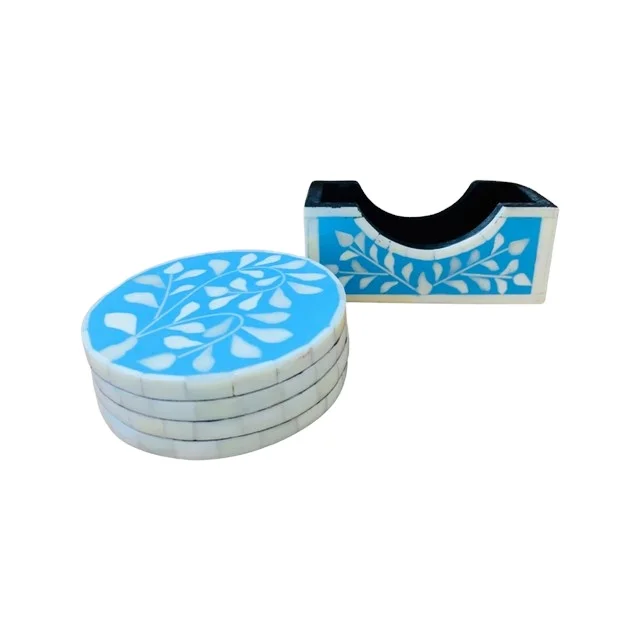 New Design Bone Inlay Tea Coasters  Indian Floral Geo Pattern Square Barware Drinkware Decorative Tree Coaster At Address Craft