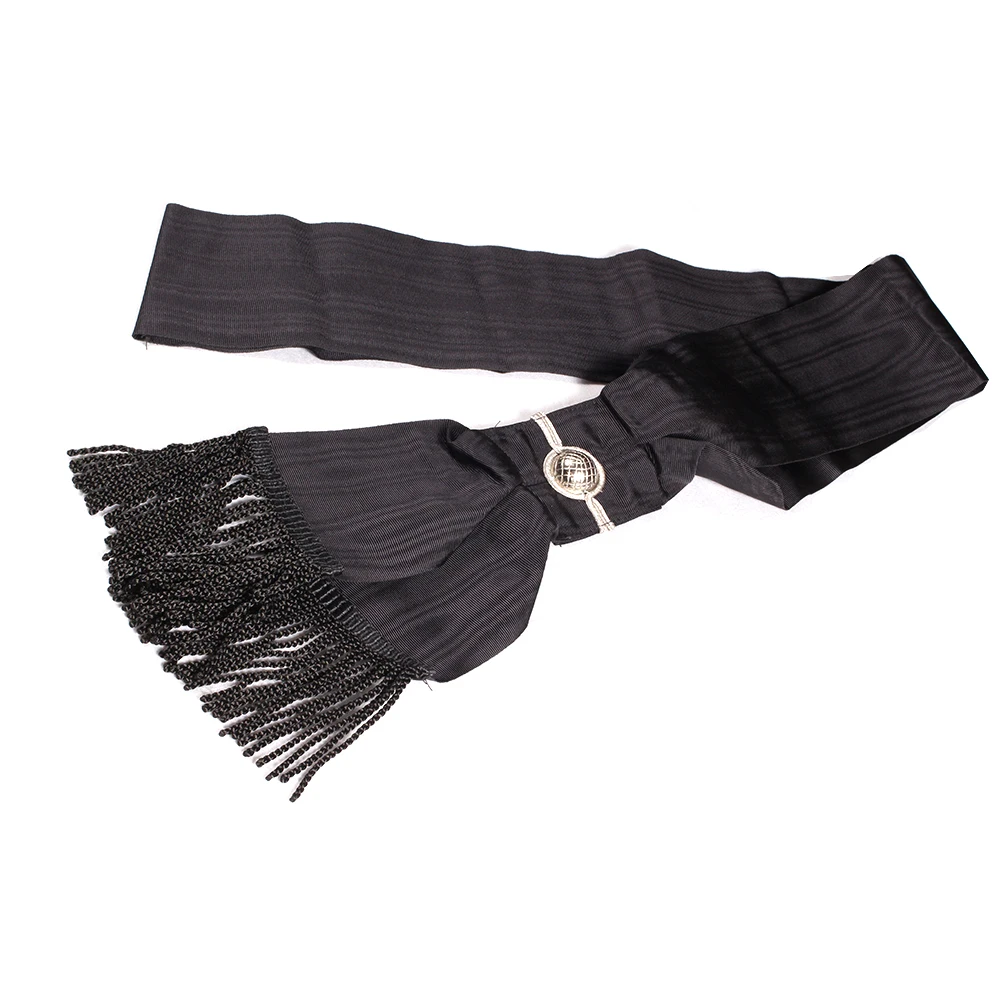 Premium Quality Masonic Sash Ceremonial Officer Uniform Customized Sash | Black Colored Regalia Sash Golden Bullion Fringes