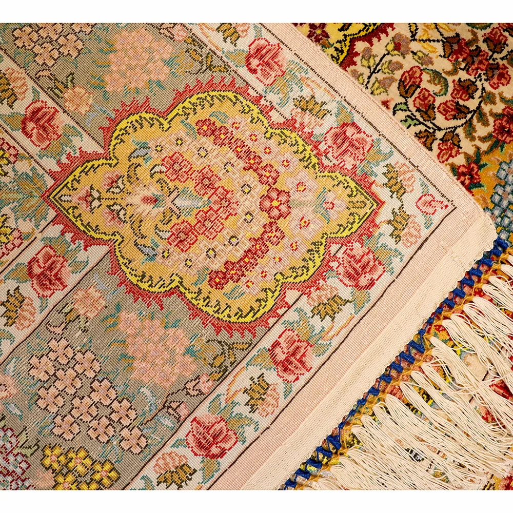 YUXIANG 4*6ft Exquisite handmade hand knotted silk rug All Over Tapestry Hand Knotted Area Rug Silk Persian Rug