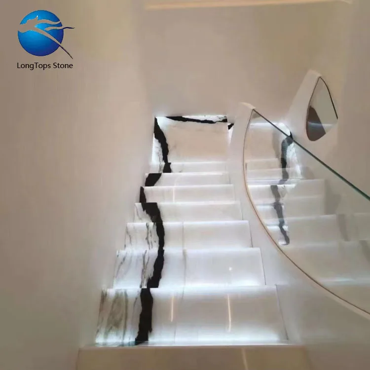 China panda white marble stone slab stairs marble floor tiles marble