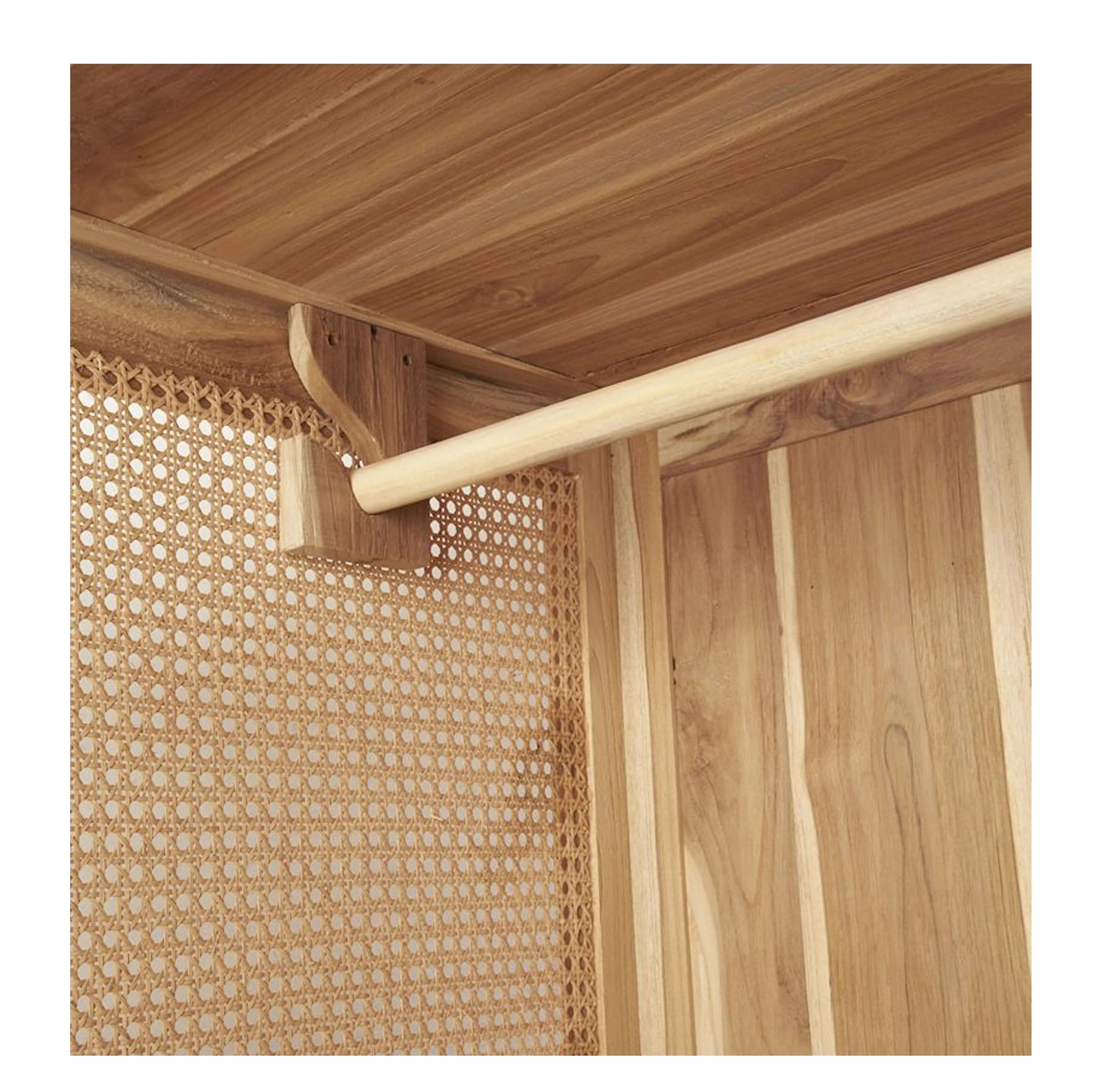 2022 Latest Modern Design 100% Pure Mango Wood Wardrobe Brown Color with Wooden Leg