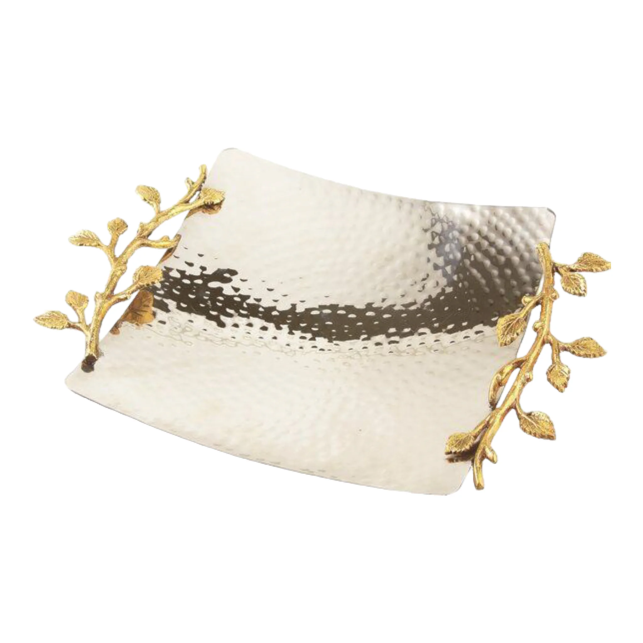 Metal Luxury Serving Tray With Brass Handles Barware Serving Tray Designer Decorative Food Serving Trays for Christmas