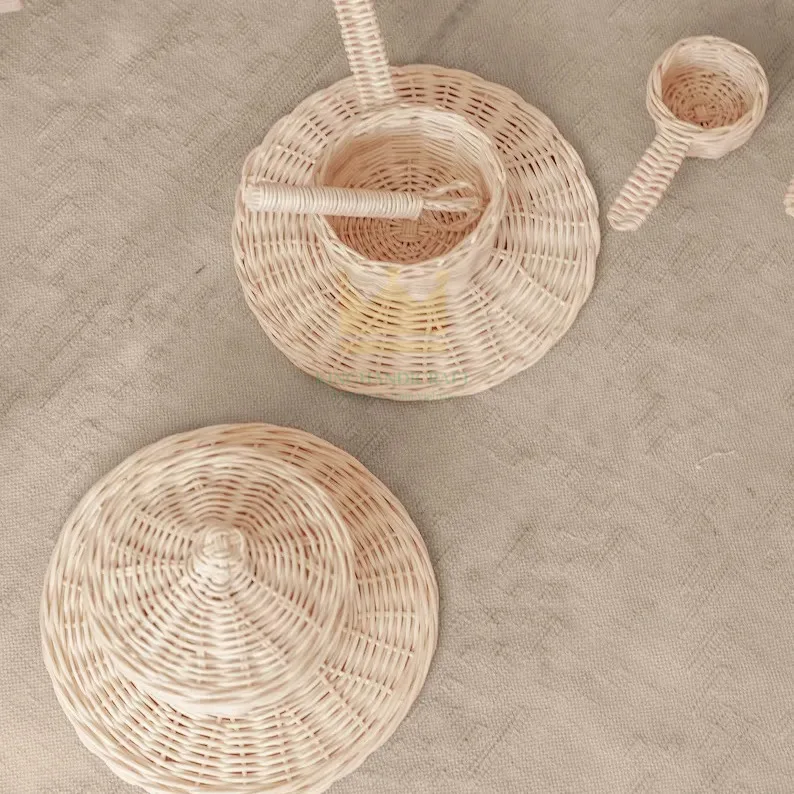 Handmade Safety Kids Rattan Baking Set Kitchen Toys Cooking Play Toys