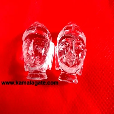 Handmade Crystal Quartz Buddha Head Sculpture Reiki-Themed Semi-Precious Stone Craft for Spiritual & Antique Use