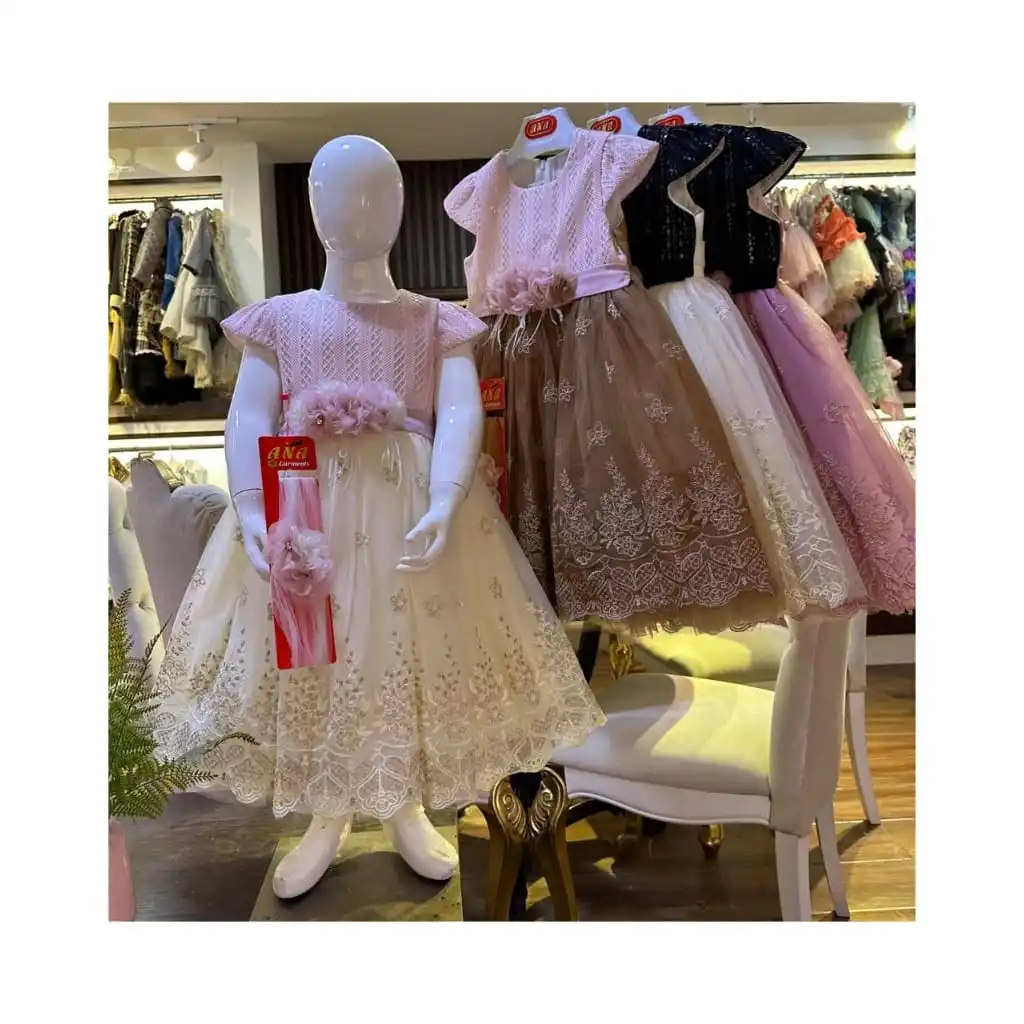 2024 New collection of girls embroidery fancy dress suit with hairband