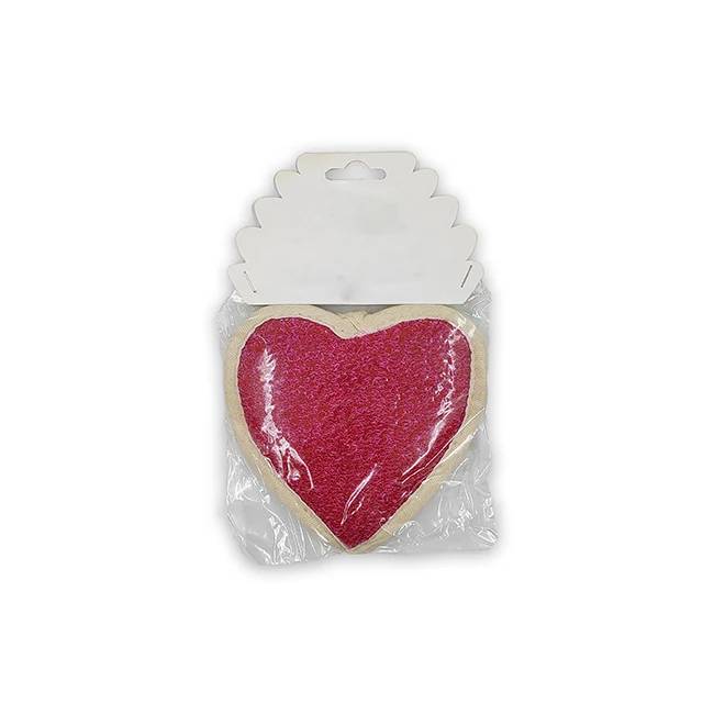 100% Natural Polycotton Heart Loofah Bath Sponge Handmade Body Wash Scrubber with Exfoliating & Foaming Features Made in Turkey