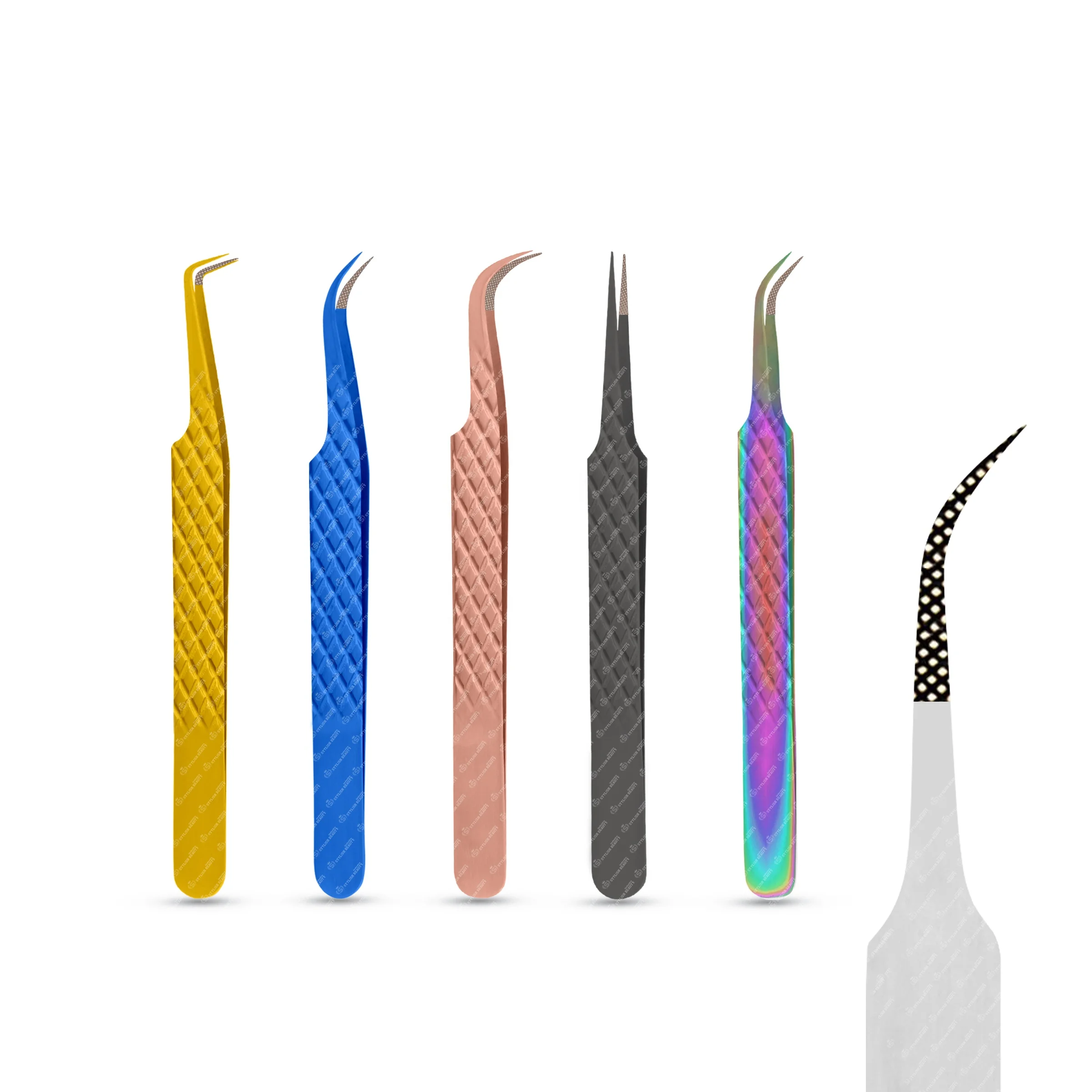 Classic And Volume Eyelash Tweezers Diamond Grip Fiber Tip Tweezers  With Custom Logo Packing And Color