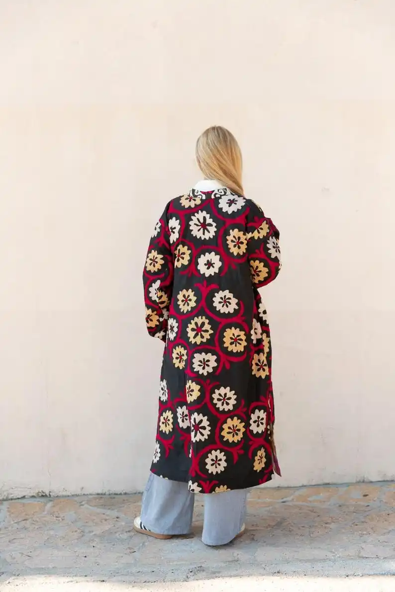 2025 Embroidered Short Jacket Autumn Boho Uzbek Kashmir Crewel Christmas Special Gift Classic Suzani Hand Long Sleeve Jacket