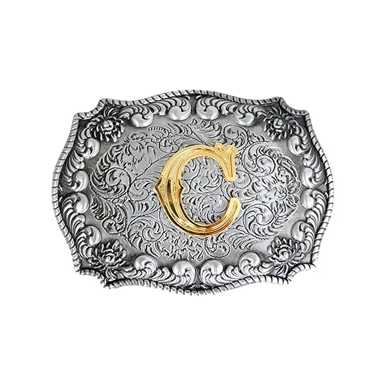 Personalized Letter Buckle Western Cowboy Stainless Steel Belt Buckle Metal Brass Custom Logo Belts Buckles