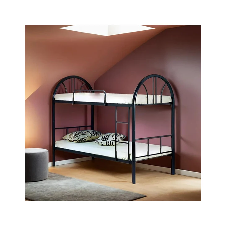 Factory Price School Dormitory Steel Bunk Bed Frame Steel Metal Double Beds KD-577 Single Size Double Decker
