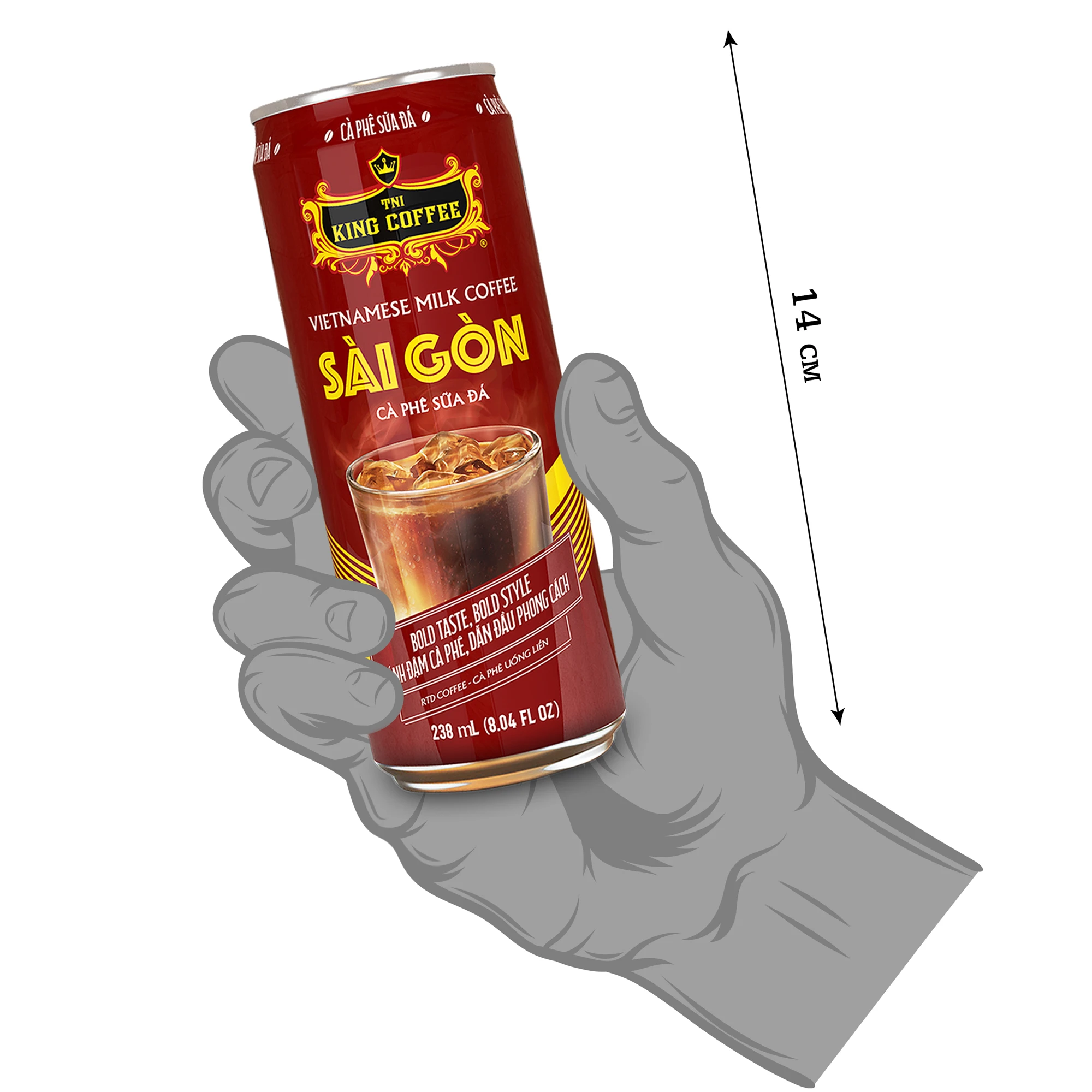 KING COFFEE - Ca Phe Sua Da Sai Gon - Vietnamese Iced Milk Coffee in Can of Famous Vietnamese Coffee Brand