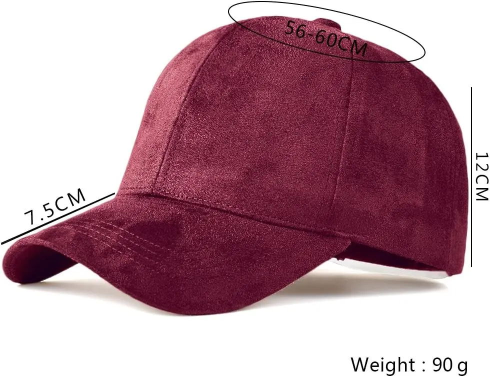 Snapback Caps Faux Leather Suede Baseball Hats Men & Women Adjustable Casual Low Profile Dad Hat Men Wine