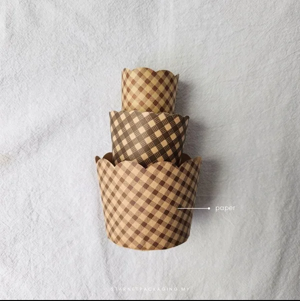 Mini Brown Checked Round Muffin Cake Disposable Baking Cups Paper Baking Cups
