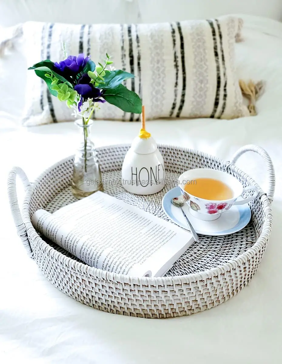 Hot New Whitewash Rattan Serving Trays Tray Set Serving Sushi serving tray tray set serving metal serving tray