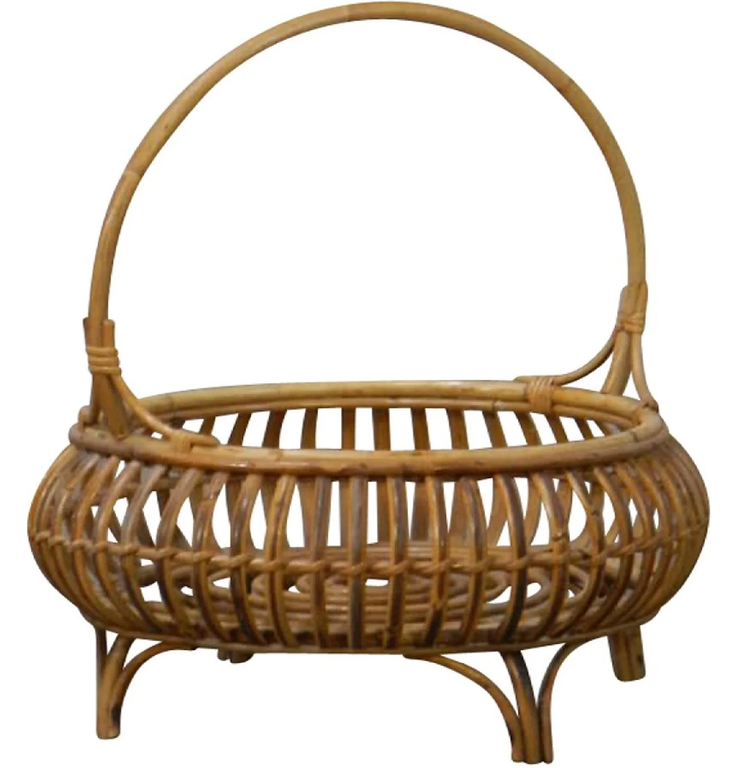 Round Rattan Fruit and Vegetable Basket in Large Size with Stylish Design Perfect for Home Food Storage in the Kitchen