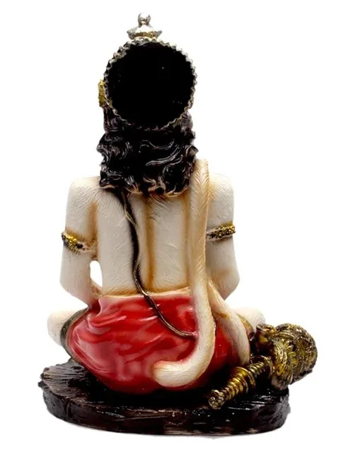 Peace: Resin White Hanuman Meditating for Decoration All Festivals and Gifting Car Dashboard