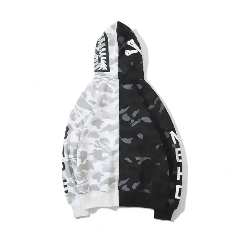 2023 Wholesale Professional Manufacturer Factory Made Cheap Price Customised Bape Full Zipper Hoodie Color Block Hoodie For Men