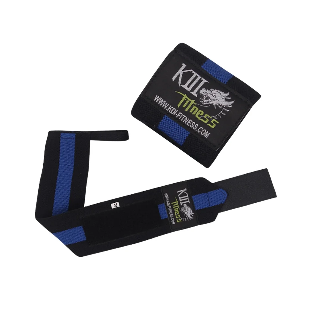 Customized Design Wrist Wraps Elastic Gym Wraps for Fitness with Black Blue Sports Style Weight Lifting Straps