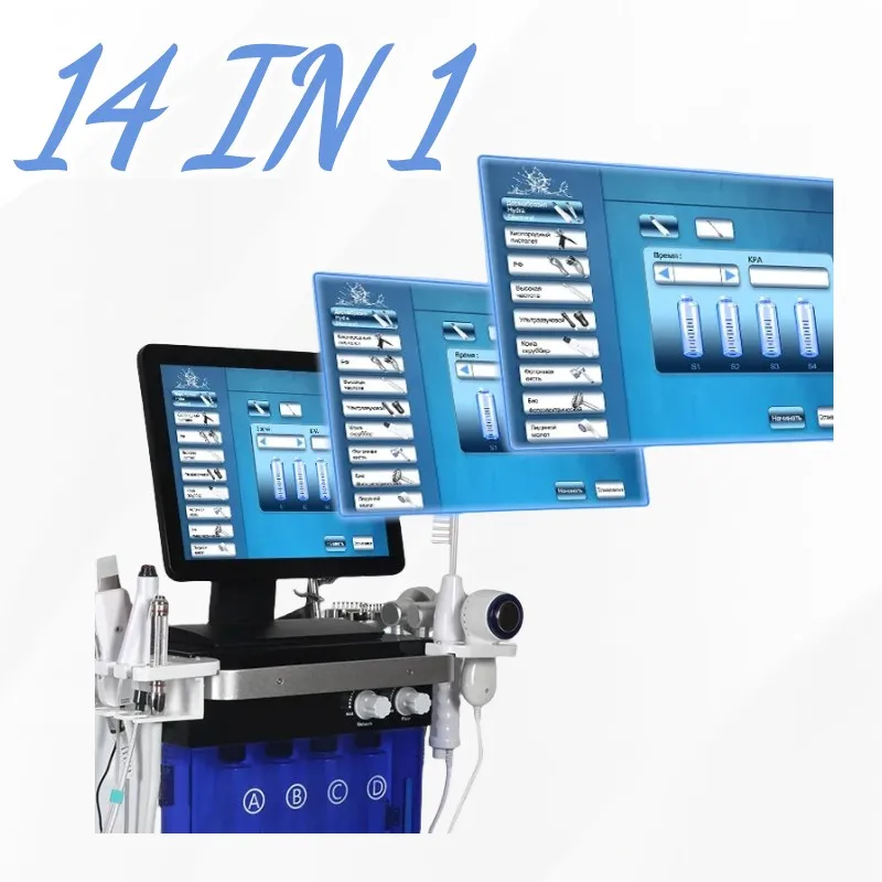 Newangie 14 in 1  facial machine hydra light cold hammer skin repair facial deep cleaning oxygen skin machine