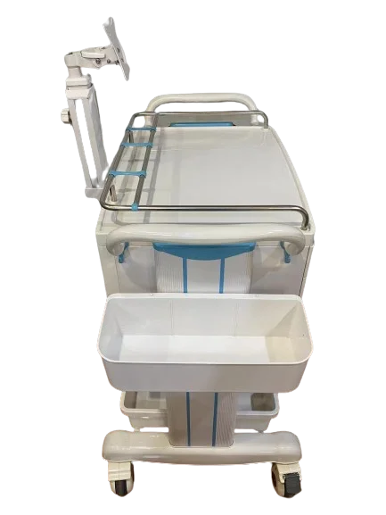 Multi Functional Hospital Laptop Mobile Medical Cart Bedside Cabinet with 3 Drawers, Blank Space & Accessories