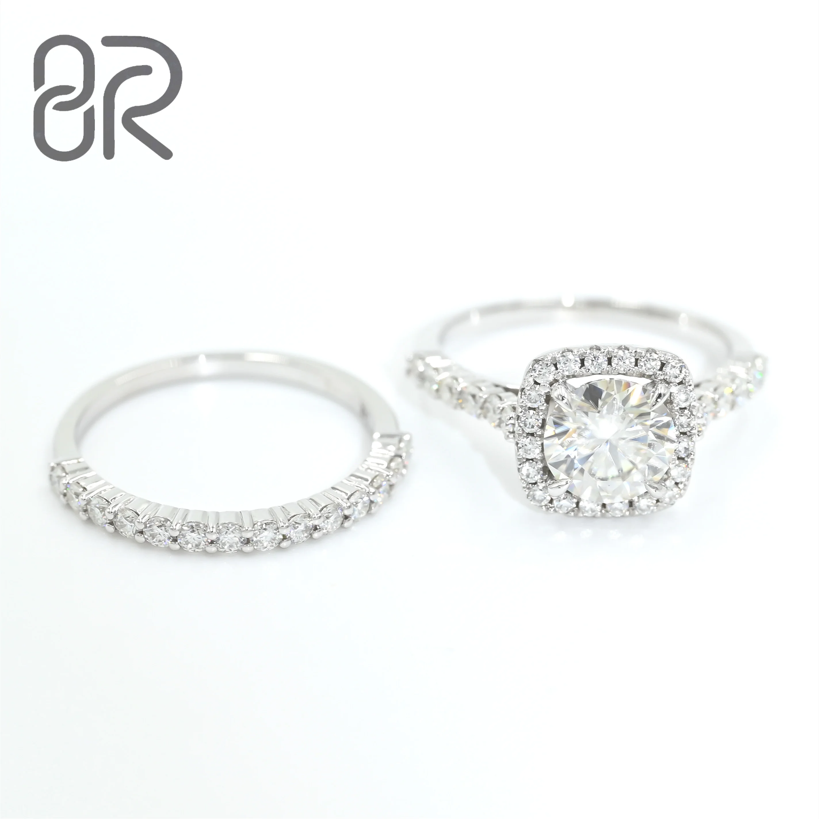 3.0ct Moissanite Jewelry VVS Rings Real Gra Certified Cushion Cut 925 Silver Gold Plating Rings Jewelry Women Men