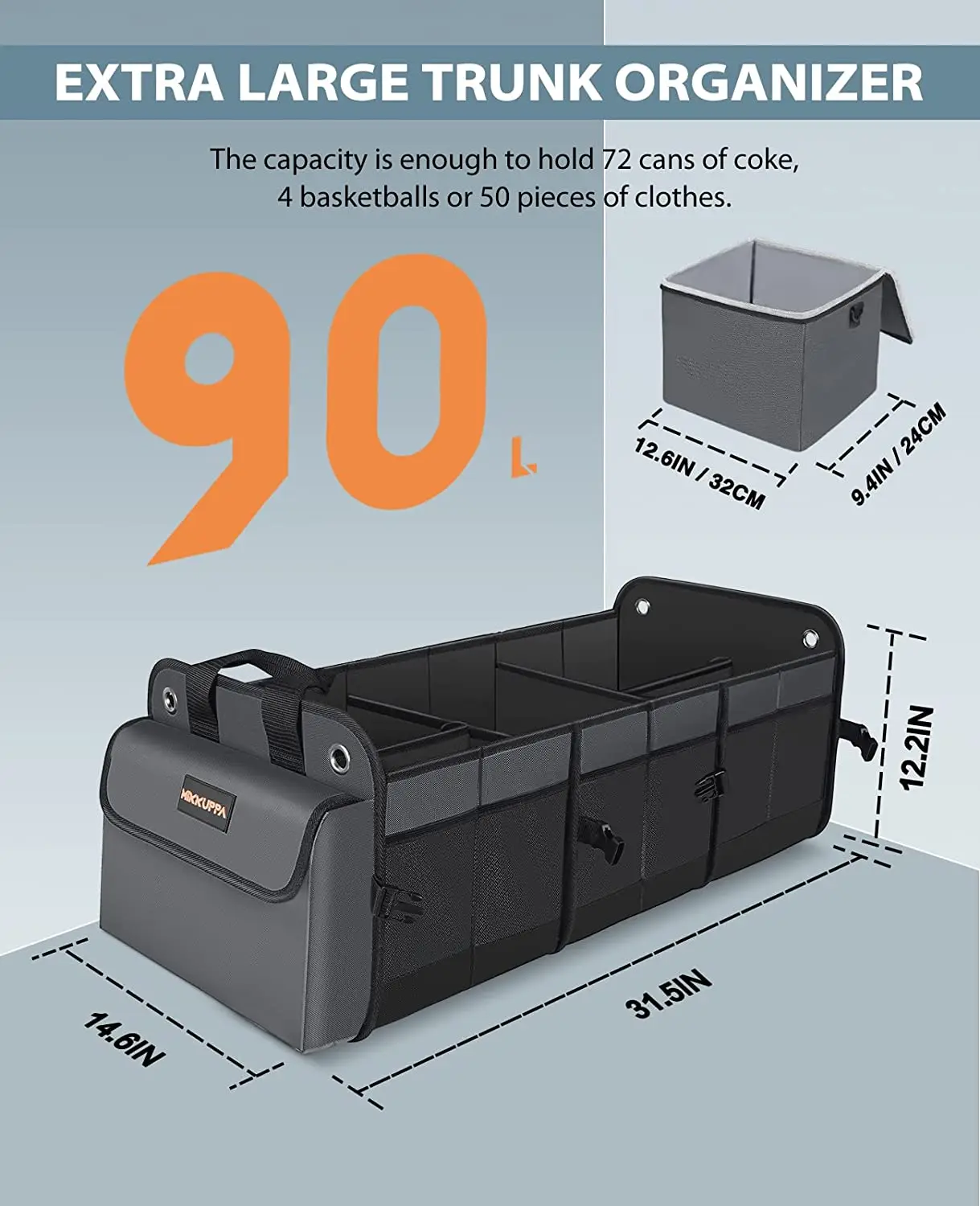 Органайзер для багажника автомобиля QSP050 с сумкой-холодильник, складной органайзер для багажника автомобиля, портативный органайзер для багажника внедорожника и хранение