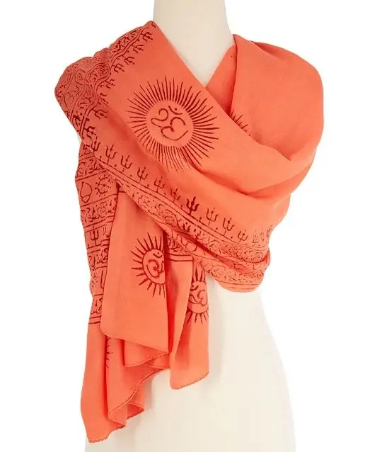 Шарф «Священная безмятежность» с принтом этнические шали многоцветный парео большого размера сделано в Индии