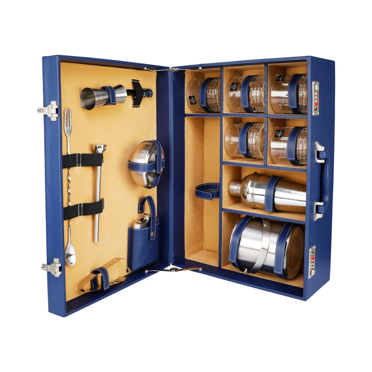 king international Whiskey Decanter Aircraft shaped Glasses Antique Wood bar set