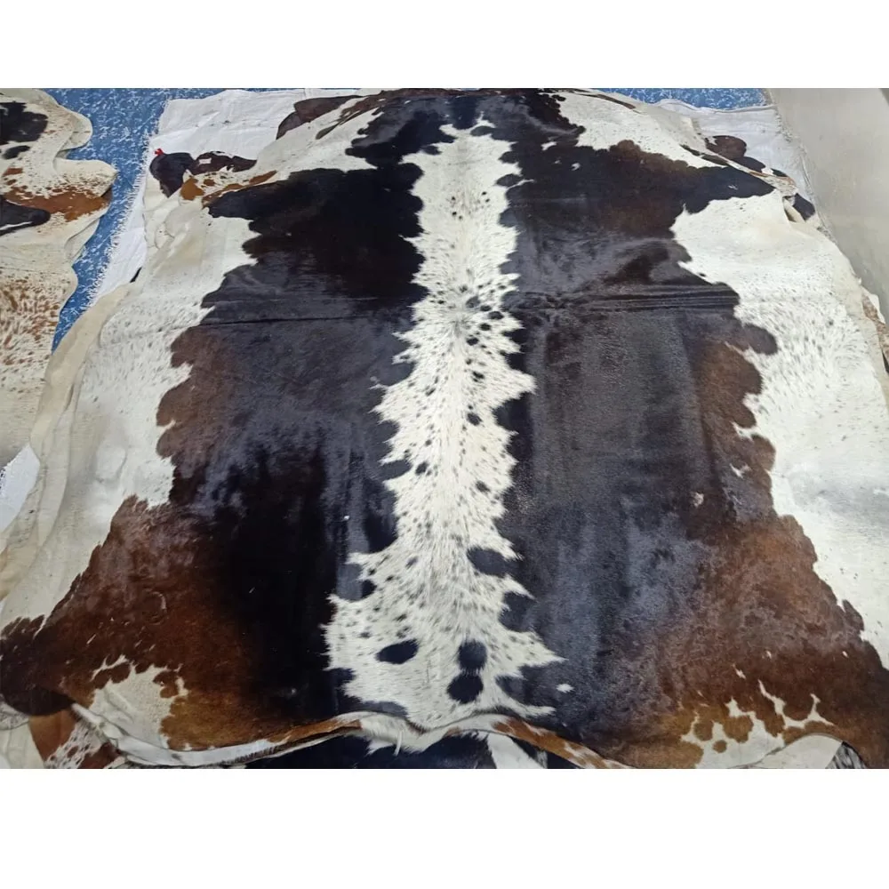 Natural Cowhide Rugs 100% Cowhide Leather Rugs Tricolor Cow Hide Skin Carpet Area 15-35 SQFT Natural Cow Hide Skin Rugs