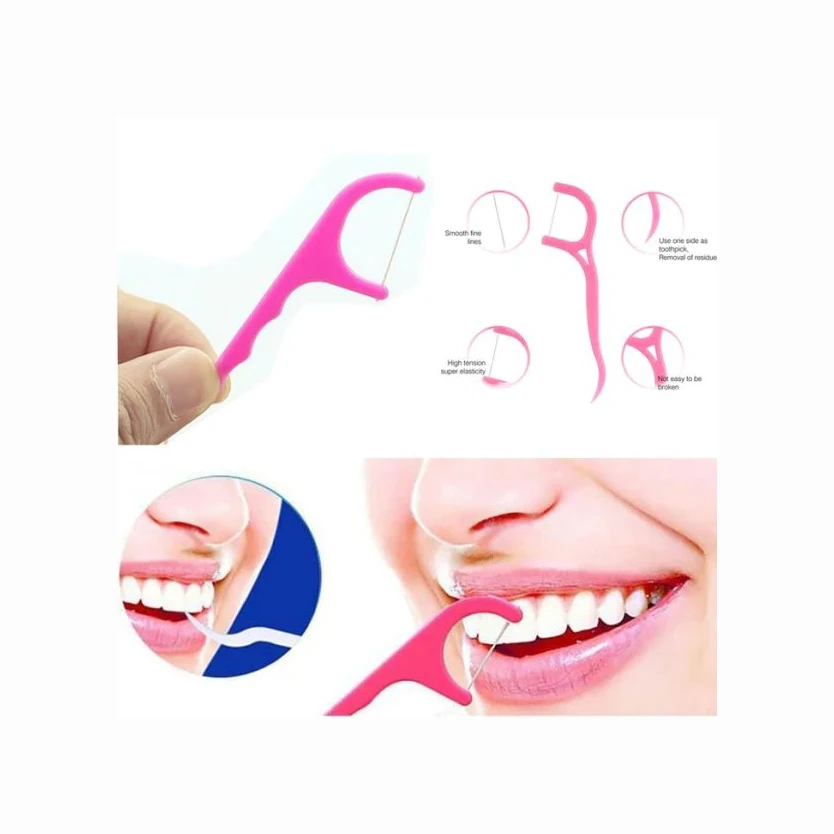 Biodegradable Toothpick Disposable Oral Bamboo Charcoal/Wooden/Wheat Straw/Plastic Flosser Stick Dental Tooth Floss Pick