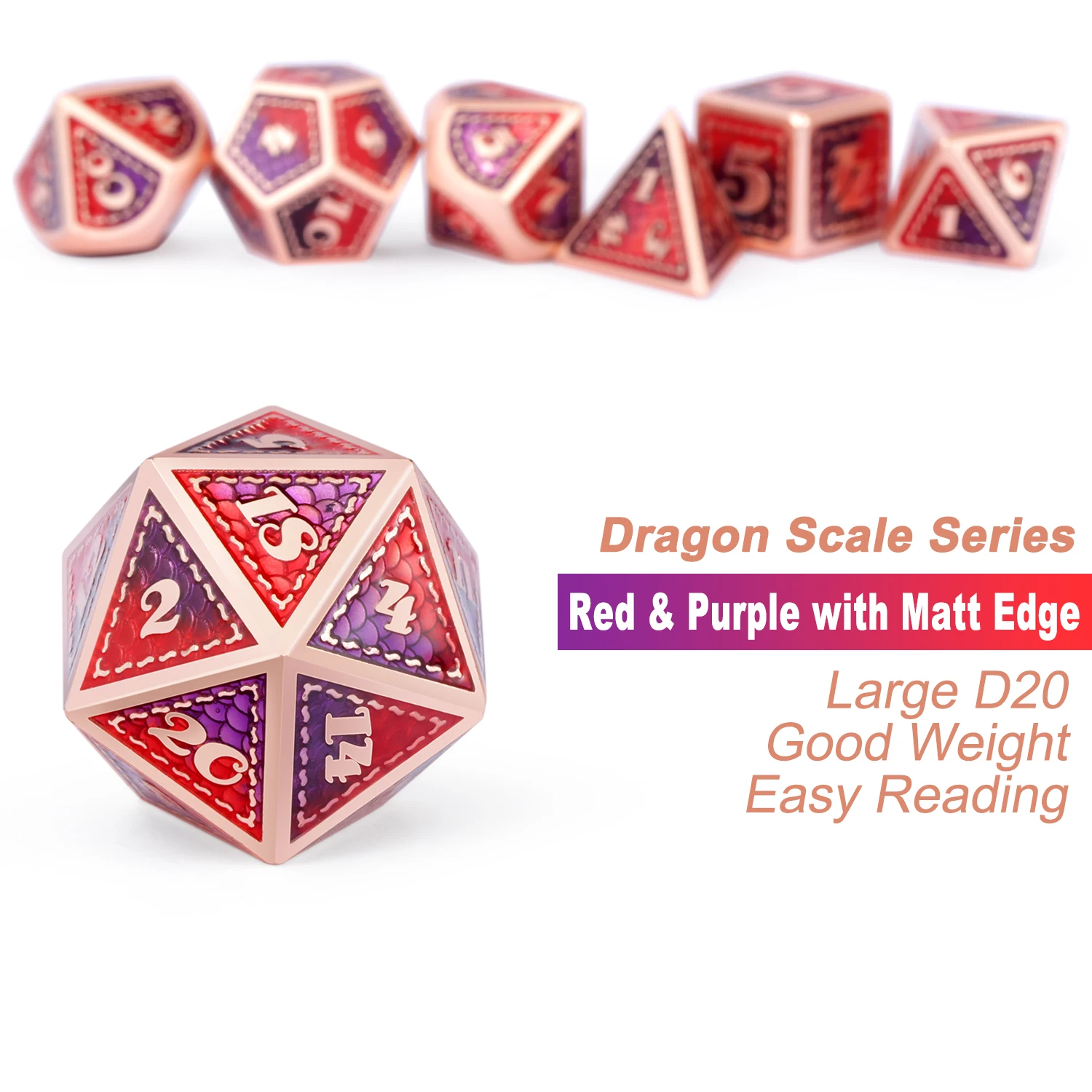 New design Metal Dice Set D4 D6 D8 D10 D12 D20 D100 Custom Metallic Dragon DND Dice Set for Dungeons and Dragons DND Dice Game