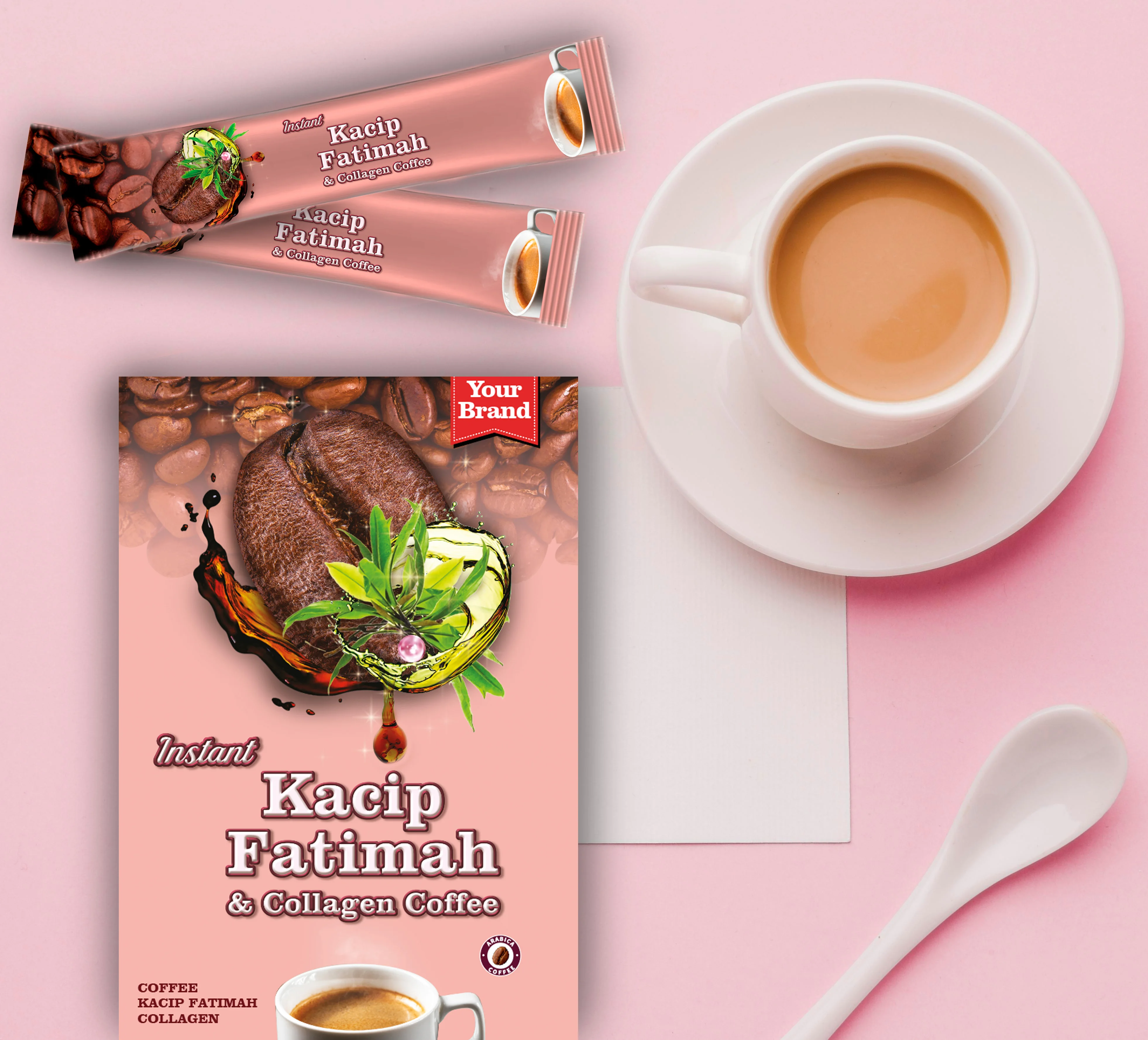 Ethical Indulgence Kacip Fatima Instant Coffee Halal Boxed Cream and Sugar Flavored Bitter Taste Always Delicious