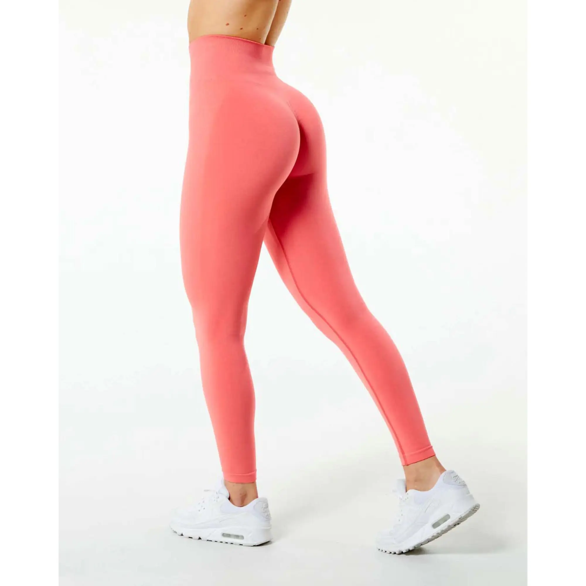 Seamless Knit Fabric 51% Polyamide 38% Polyester 11% Elastane Tapered High Waisted Pixel Pink Womens Breathable  Legging