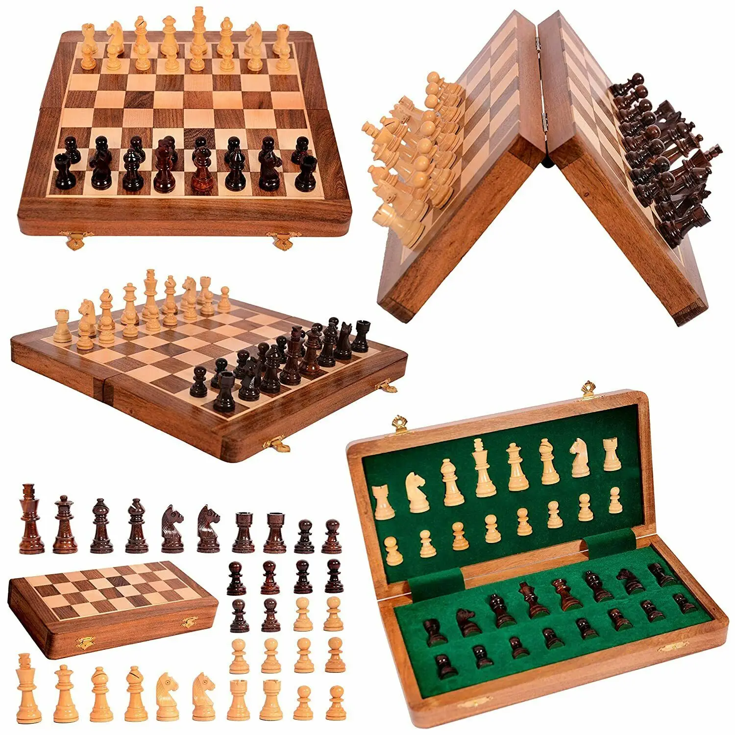 Indian Magnetic Wooden Chess Set Folding Chessboard Pieces Wood Board Kid Gift Toy Hot