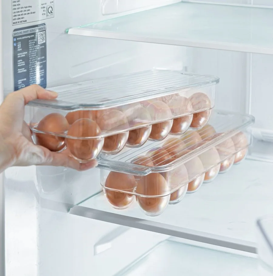 PET Transparent Plastic Chicken Egg Tray Packaging Reusable For Your Kitchen Fridge Householed