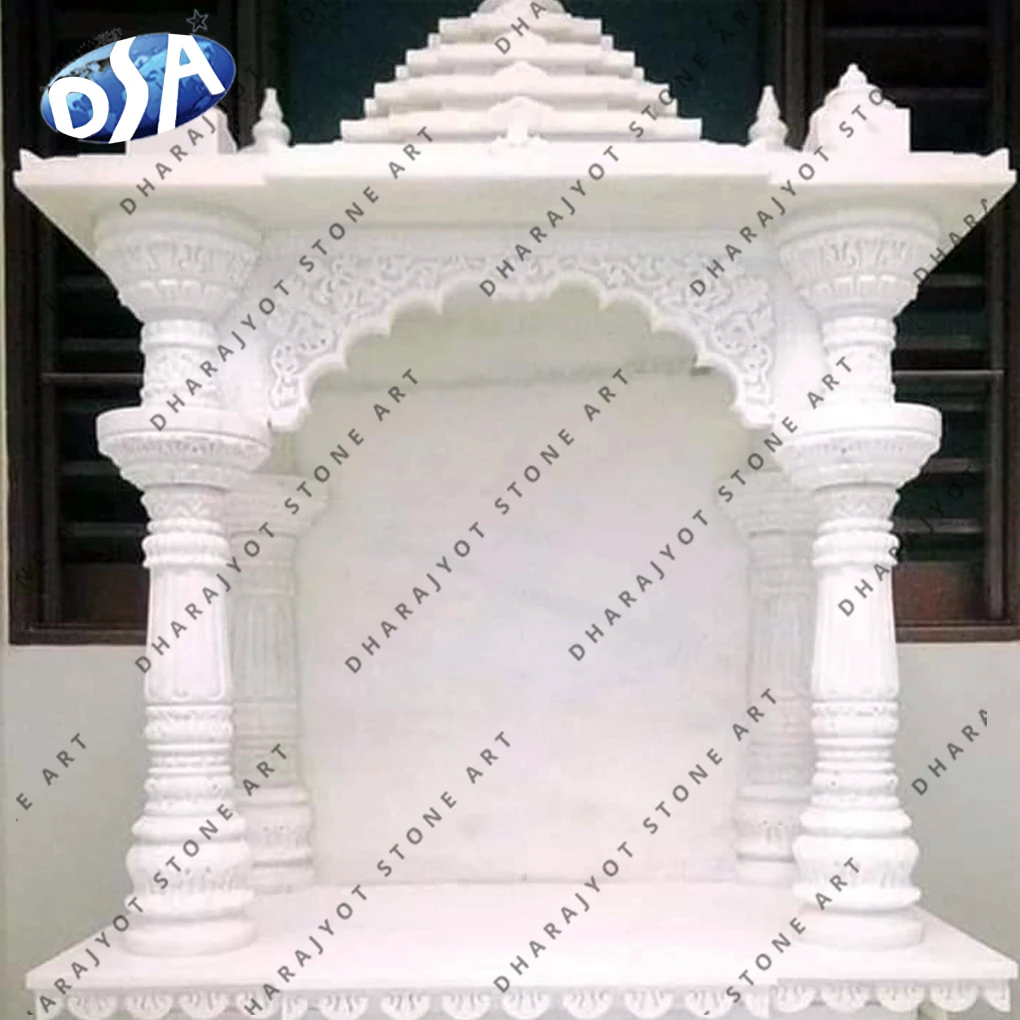 White Marble Antique Design Temple And Mandir Hand Carved Customize Sizes Home Natural Polished