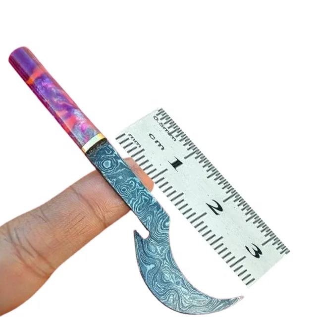 Handmade Custom Damascus Steel Mini Chef Kitchen Knife 8-inch Blade Stainless Steel Handle Miniatures Dabbers Epoxy Resin Knives